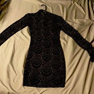 Black Long Sleeve Sequin Dress